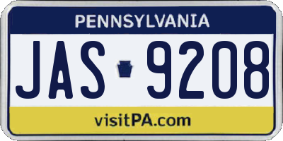 PA license plate JAS9208