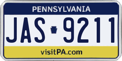 PA license plate JAS9211