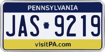 PA license plate JAS9219