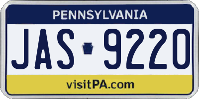 PA license plate JAS9220