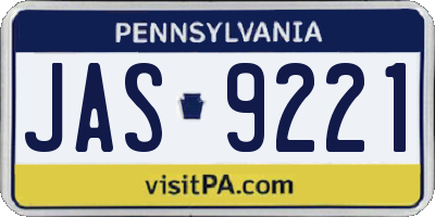 PA license plate JAS9221