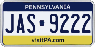 PA license plate JAS9222