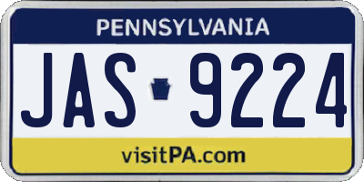 PA license plate JAS9224
