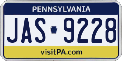 PA license plate JAS9228