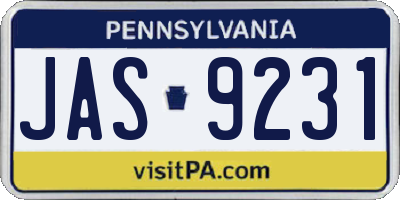 PA license plate JAS9231