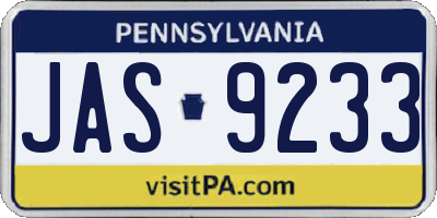 PA license plate JAS9233