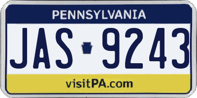 PA license plate JAS9243