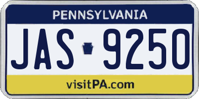 PA license plate JAS9250