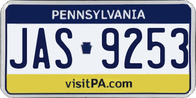 PA license plate JAS9253
