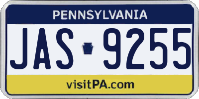 PA license plate JAS9255