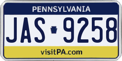 PA license plate JAS9258