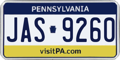 PA license plate JAS9260