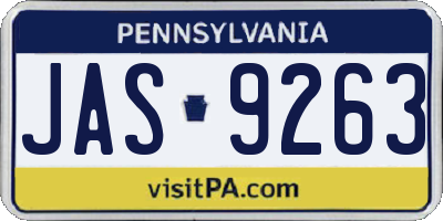 PA license plate JAS9263