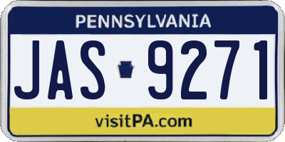 PA license plate JAS9271
