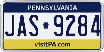 PA license plate JAS9284