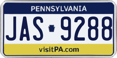 PA license plate JAS9288
