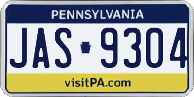 PA license plate JAS9304