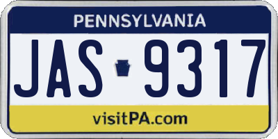 PA license plate JAS9317