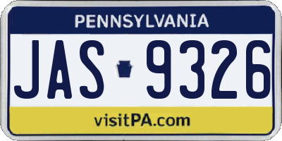 PA license plate JAS9326