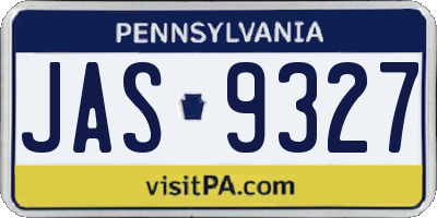 PA license plate JAS9327