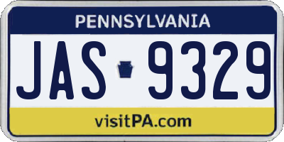 PA license plate JAS9329