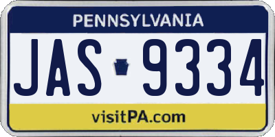 PA license plate JAS9334