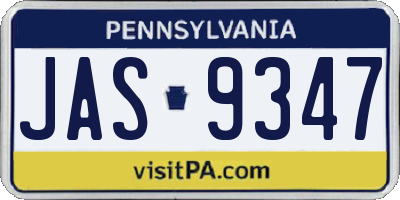 PA license plate JAS9347