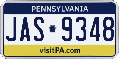 PA license plate JAS9348