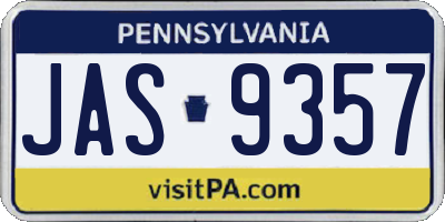 PA license plate JAS9357