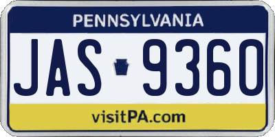 PA license plate JAS9360