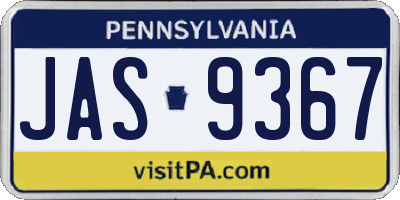 PA license plate JAS9367