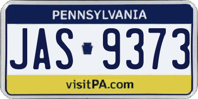 PA license plate JAS9373