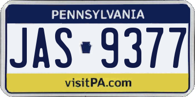 PA license plate JAS9377