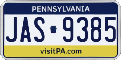 PA license plate JAS9385