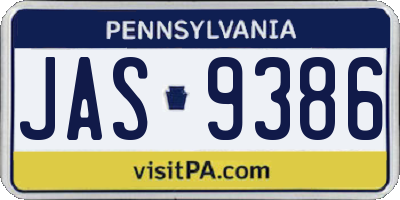PA license plate JAS9386