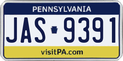 PA license plate JAS9391