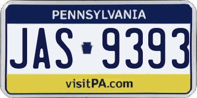 PA license plate JAS9393