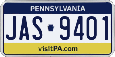 PA license plate JAS9401