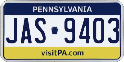 PA license plate JAS9403
