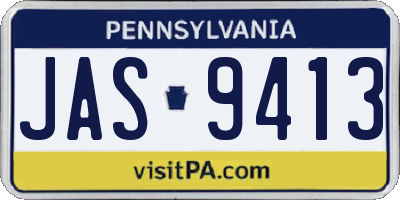 PA license plate JAS9413