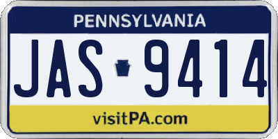 PA license plate JAS9414