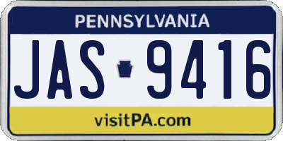 PA license plate JAS9416