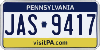 PA license plate JAS9417