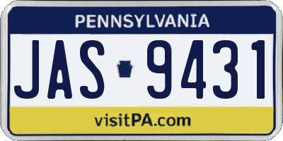 PA license plate JAS9431