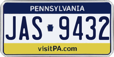 PA license plate JAS9432
