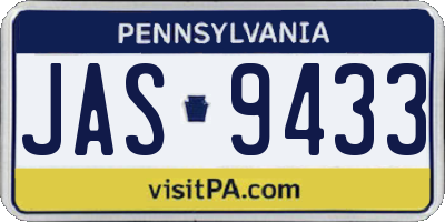 PA license plate JAS9433