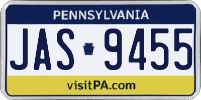 PA license plate JAS9455
