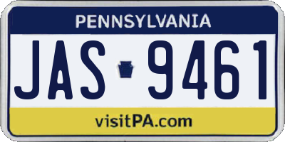 PA license plate JAS9461