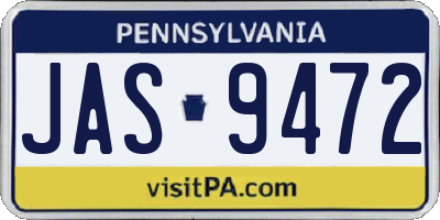 PA license plate JAS9472