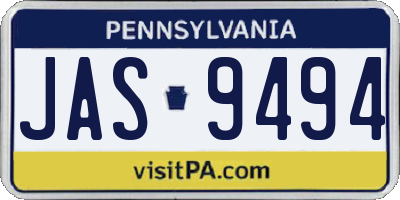PA license plate JAS9494